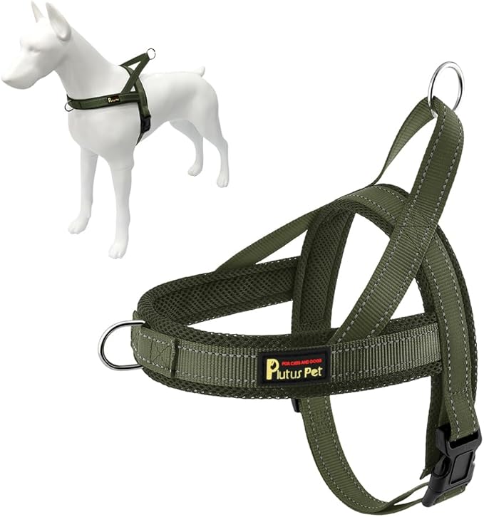 Plutus Pet No Pull Dog Harness with Breathable Mesh Padded, Adjustable Reflective Escape Proof Dog Harness, Quick Fit Dog Vest Harness for Small Medium Large Dogs(XL, Ranger Green)