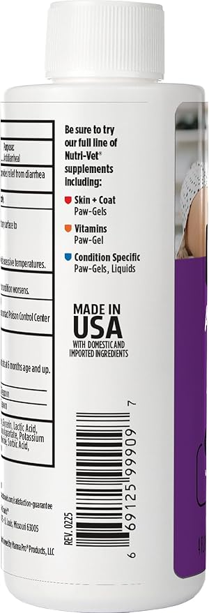 Nutri-Vet Anti-Diarrhea Liquid for Cats,Gentle Formula with Pectin and Kaolin,Soothes Upset Stomach & Irritated GI Tract,Slows Stool Passage,Cat Essentials,Detoxifies Bacterial Toxins,4oz,(Pack of 2)