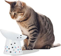 Necoichi Raised Cat Food Bowl – Ceramic Elevated 15° Tilted Cat Bowl for Whisker Fatigue Dishwasher Microwave Safe, Non-Slip Anti Vomiting Design (Colorful Dots, Extra Wide Tilted, 1.5-Cup Capacity)