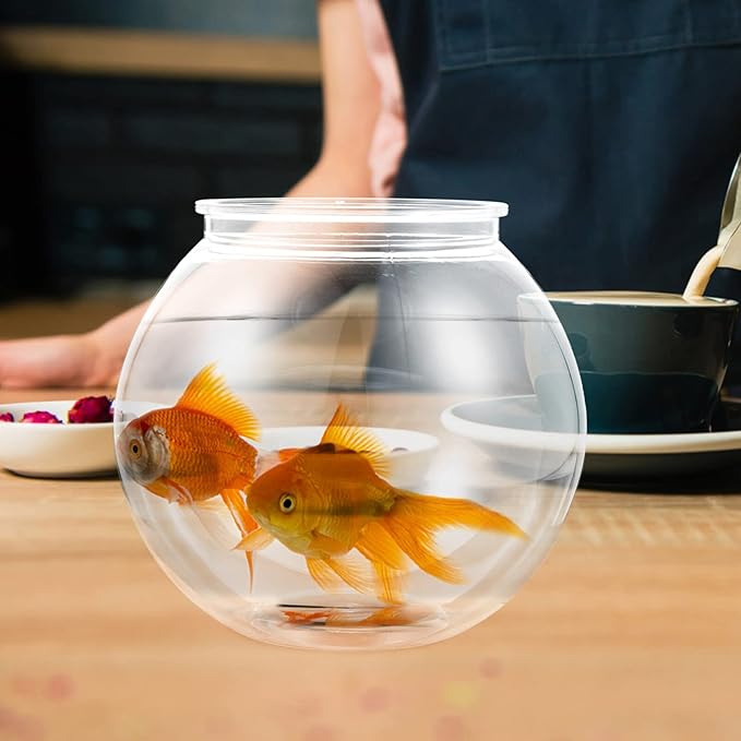 Mini Plastic Fish Bowl: Small Round Fish Tank Betta Goldfish Bowl - Transparent Aquarium Hydroponic Planter Floral Container for Centerpiece Vase, Party Decorations, Diameter 7.1Inch