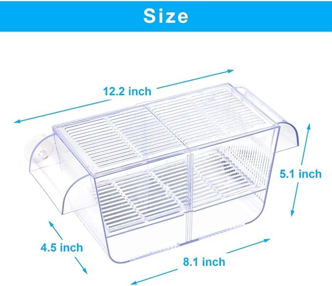 Fish Breeding Box Aquarium Holding Tank Transparent Fish Isolation Box Acclimation Hatchery Incubator Breeder for Betta Shrimp Clownfish Guppy(Size L)