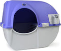 Omega Paw Roll 'n Clean Plastic Indoor Outdoor Automatic Self Cleaning Litter Box with Enclosed Lid for Regular Sized Cats up to 12 Pounds, Periwinkle
