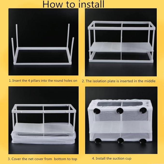 2 Pcs Aquarium Hatchery Net Fish Isolation Box,Nylon Mesh Fish Fry Hatchery Breeder Box Separation Net with Isolation Board