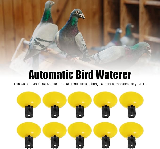 Zerodis 10Pcs Automatic Bird Water Feeder, Platic Pet Water Dispenser Cage Parakeet Watering Feeder Bird Supplies Suitable for Chicken Quail Poultry Drinking Feeding