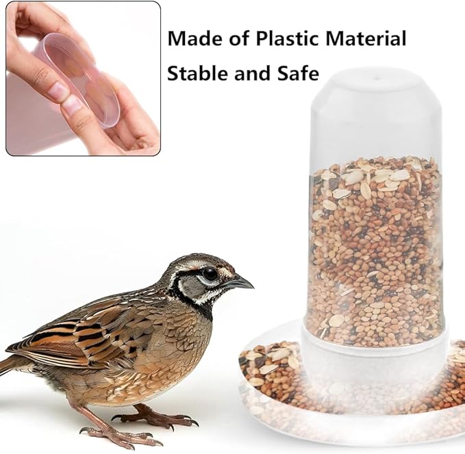 2 Pack Quail Plastic Food Feeder and Bird Water Dispenser Plastic for Quail Chick Parakeet Budgies Cockatiel Lovebird Small Birds (Transparent)