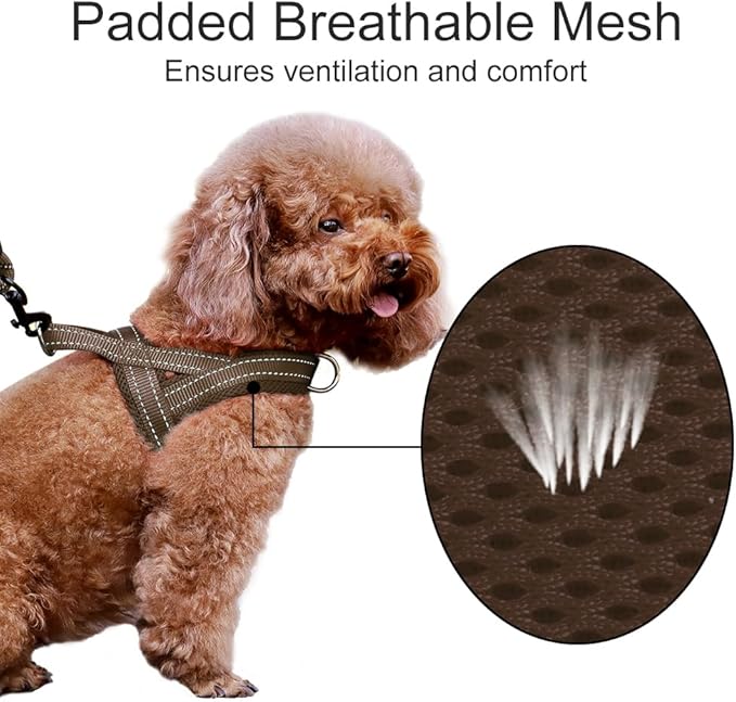 Plutus Pet No Pull Dog Harness with Breathable Mesh Padded, Adjustable Reflective Escape Proof Dog Harness, Quick Fit Dog Vest Harness for Small Medium Large Dogs(S, Chocolate)