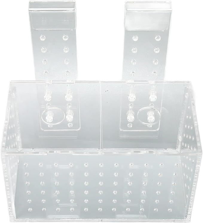 Aquarium Fish Breeding Box | Transparent Acrylic Hatchery with Adjustable Hooks | Isolation Tank for Guppies/Fry/Betta Fish | 360° Water Flow Holes (17 * 9 * 10CM)