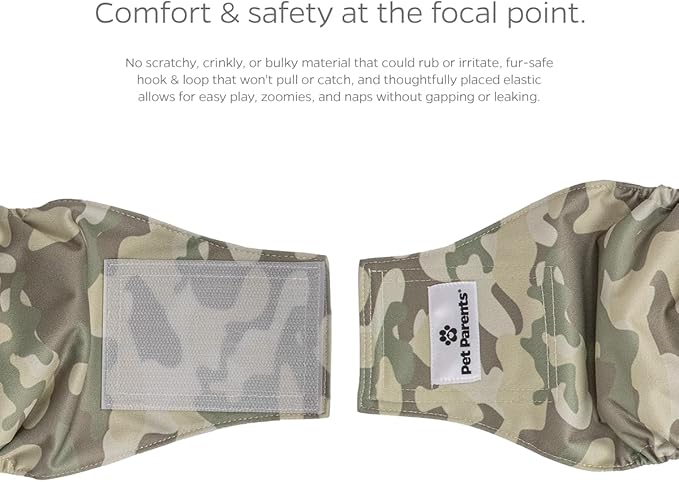 Pet Parents® Washable Belly Bands for Male Dogs (3pack) + Extendrs® of Durable Dog Diapers Male, Premium Male Dog Diapers & Dog Wraps (Large, Camo)
