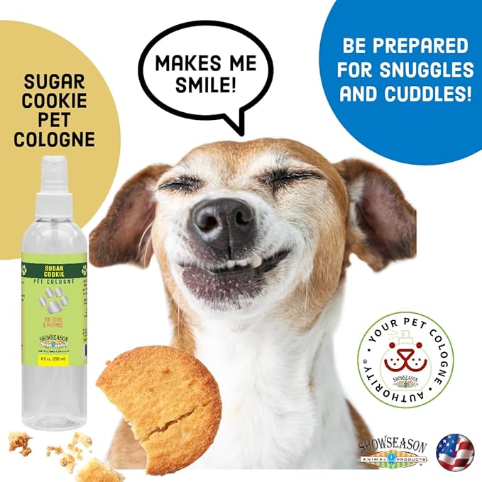 Showseason Sugar Cookie Dog Cologne 8.5 oz. | Long-Lasting Odor Eliminator, Dog Perfume, Paraben-Free, Biodegradable and Non-Toxic, Made In The USA