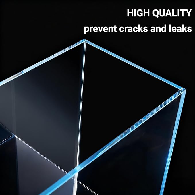 3 Gallon Glass Fish Tank, Small Betta Fish Aquarium, Ultra Clear Rectangular Glass Bowl for Shrimp, Mini Desktop Aquatic Planting Cube for Goldfish Snails, Easy to Clean