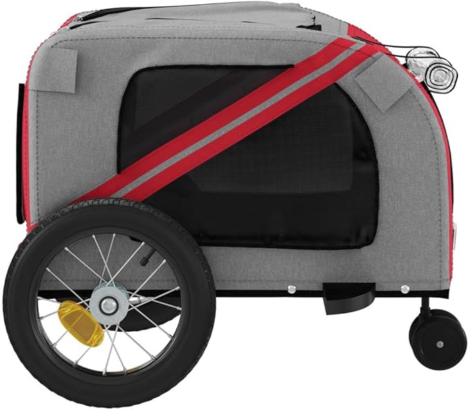 Pet Bike Trailer for Small Dogs, Durable Oxford Fabric with Weatherproof & Scratch-Resistant Design, Zippered Doors and Mesh Windows for Safe Outdoor Rides