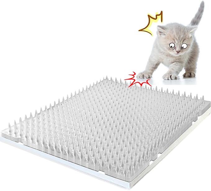 8 Pack Scat Mat for Cats - 16 x 13 Inch Cat Spike Mat with 1 Inch Spike, Cat Repellent Indoor & Outdoor Mat to Deter Cats & Other Animals, Humane Deterrent Indoor Fence