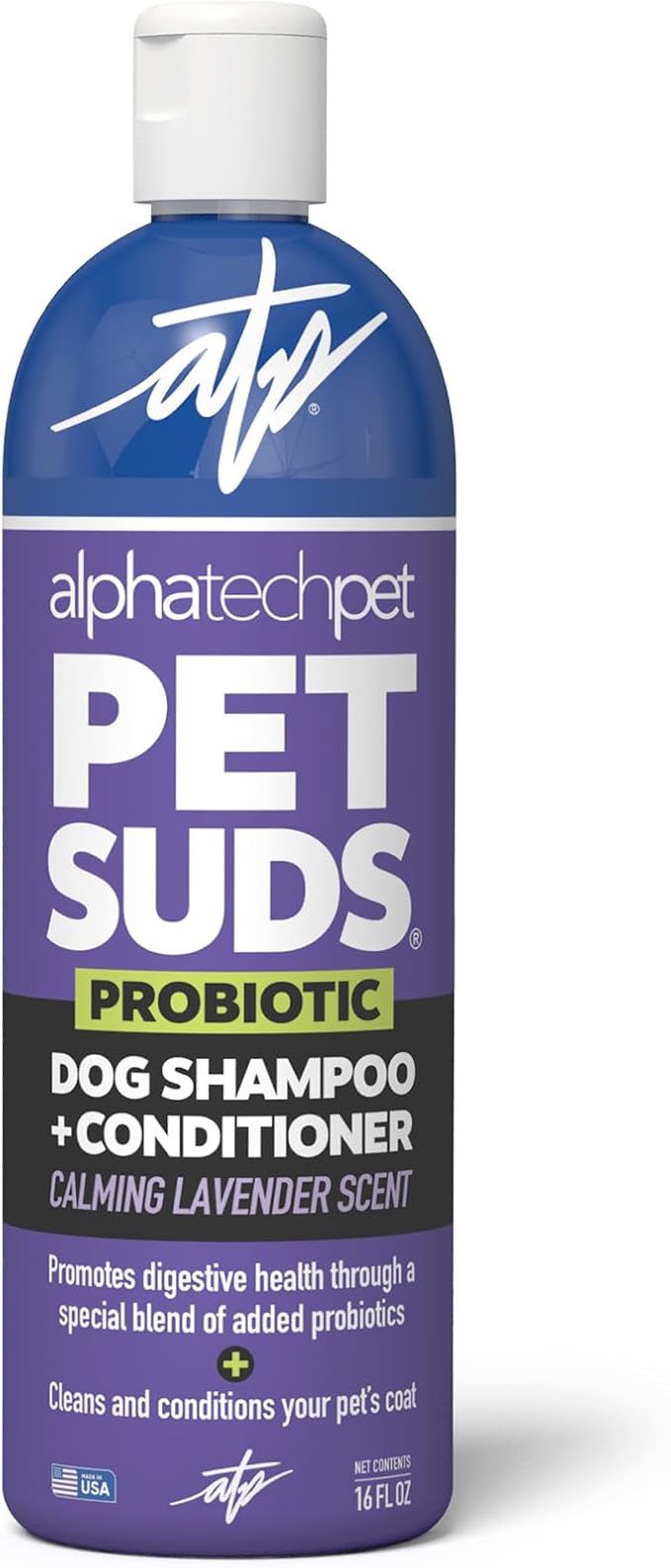 PetSuds Probiotic Dog Shampoo and Conditioner - Helps with Hotspots, and Dry, Oily Skin - Hypoallergenic and Sulfate Free Pet Shampoo - Lavender, 16 Oz. by Alpha Tech Pet