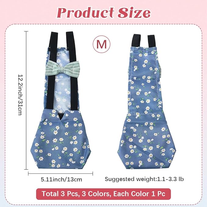 CREATCABIN 3Pcs 3 Styles Pet Chicken Diapers Duckling Diapers Polyester Washable Waterproof Adjustable Reusable Duck Clothes Accessories with Bow Tie for Indoor Chickens Birds Supplies 12.2 x 5 Inch