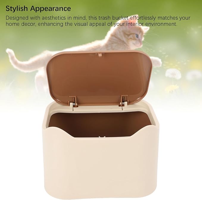 Yinhing Cat Litter Trash Can Press Type Lid Enclosed Odor Control Compact Space Saving with High Strength PP Material for Home Pet Waste Bin