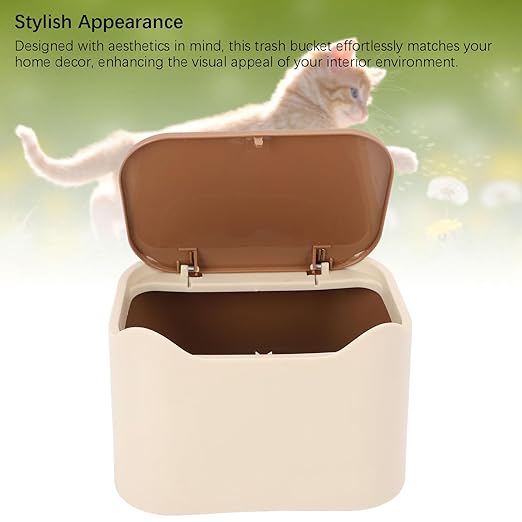 Cat Litter Trash Can with Press Type Lid Enclosed Design Compact Cat Waste Trash Can for Home