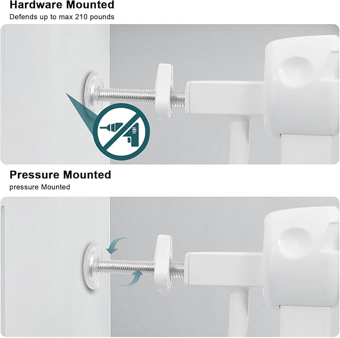 Extra Wide Baby Gate Tension Indoor Safety Gates White Metal Large Pressure Mounted Pet Gate Walk Through Long Safety Dog Gate for The House Doorways Stairs (66.93"-71.65"/170-182CM, White)
