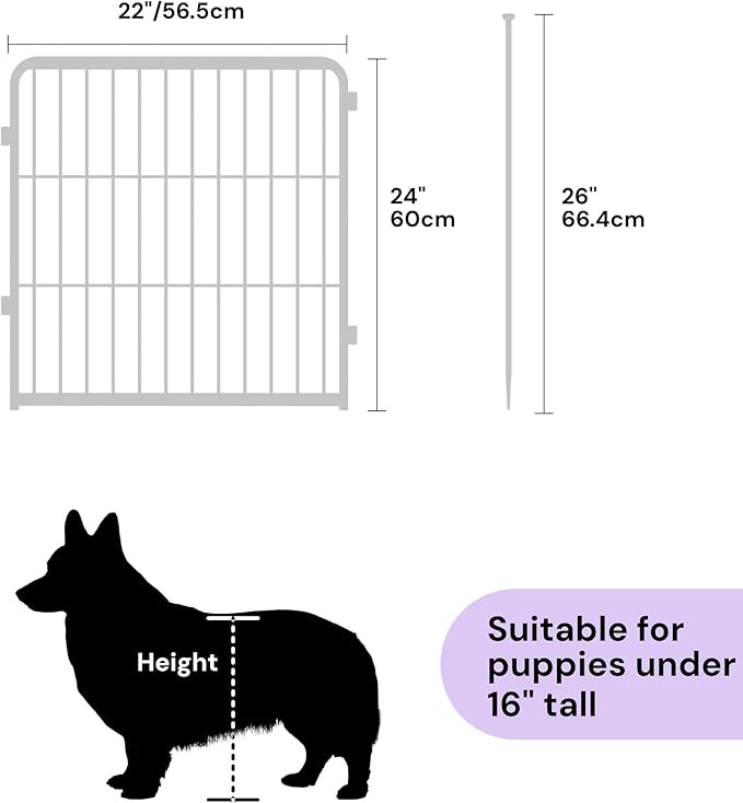 SunsGrove Indoor Dog Playpen, 24 Inch 2 Panels Puppy Play Pen for Indoors, Easy Setup Anti-Rust Pet Fence, White