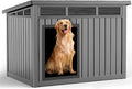 DRATO Large Dog House Outdoor for Indoor with Weatherproof & Removable Roof,Fits Small to Large (Gray, 42.87 * 32.95 * 31.61'')