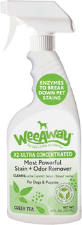 Wee Away X2 Ultra-Concentrated Stain & Strong Odor Eliminator, Enzyme Cleaner, Pet Odor Eliminator for Home - Dog Urine Destroyer - Carpet Cleaner Spray, Green Tea Scent, 16 fl oz
