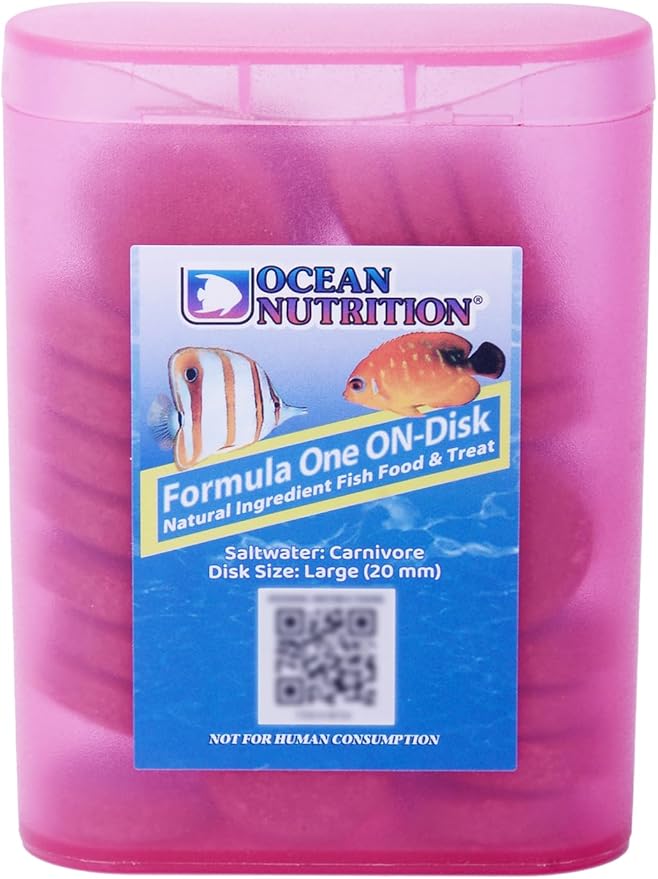 Ocean Nutrition Fish Food Formula One On-Disk - All-Natural Fish Food for Saltwater Carnivore, Tangs, Angels, Clownfish, High Protein (38%), 2.1 oz (60 g), Large Size