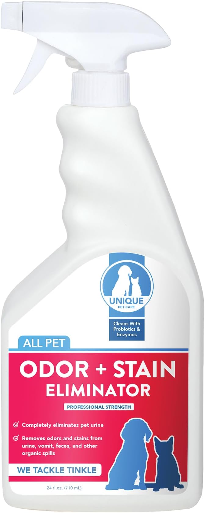 Unique Pet Odor and Stain Eliminator - 24 oz. Ready-to-Use Liquid Spray - Bio-Enzymatic Formula Eliminates Old and New Pet Odor and Pet Stains