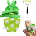 Adjustable Bird Diaper Harness Flight Suit Clothes with 80 Inch Flying Leash Rope for Parrots Conure Cockatiel (Green,2XL)