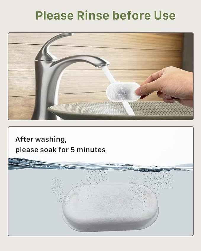 GIOTOHUN 12 Cat Water Fountain Filters: Cat Fountain Filter - Pet Water Fountain Filter - 6 Filters + 6 Sponges for Fountain H1 (67oz/2L) - Filter Loose Hair (Sponges) - Triple Filtration (Filters)