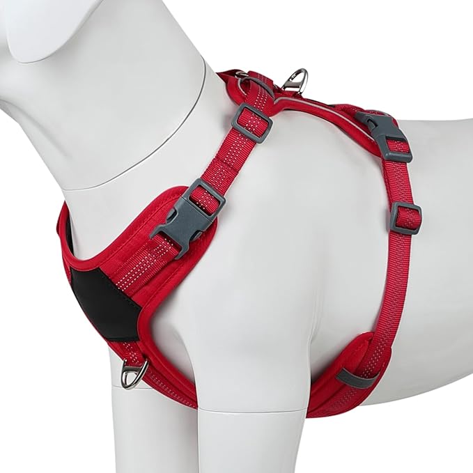 Plutus Pet No Pull Dog Harness, Release at Neck, Soft Padded, Reflective Adjustable Dog Vest Harness for Small, Medium, Large Dogs(Red, XS)