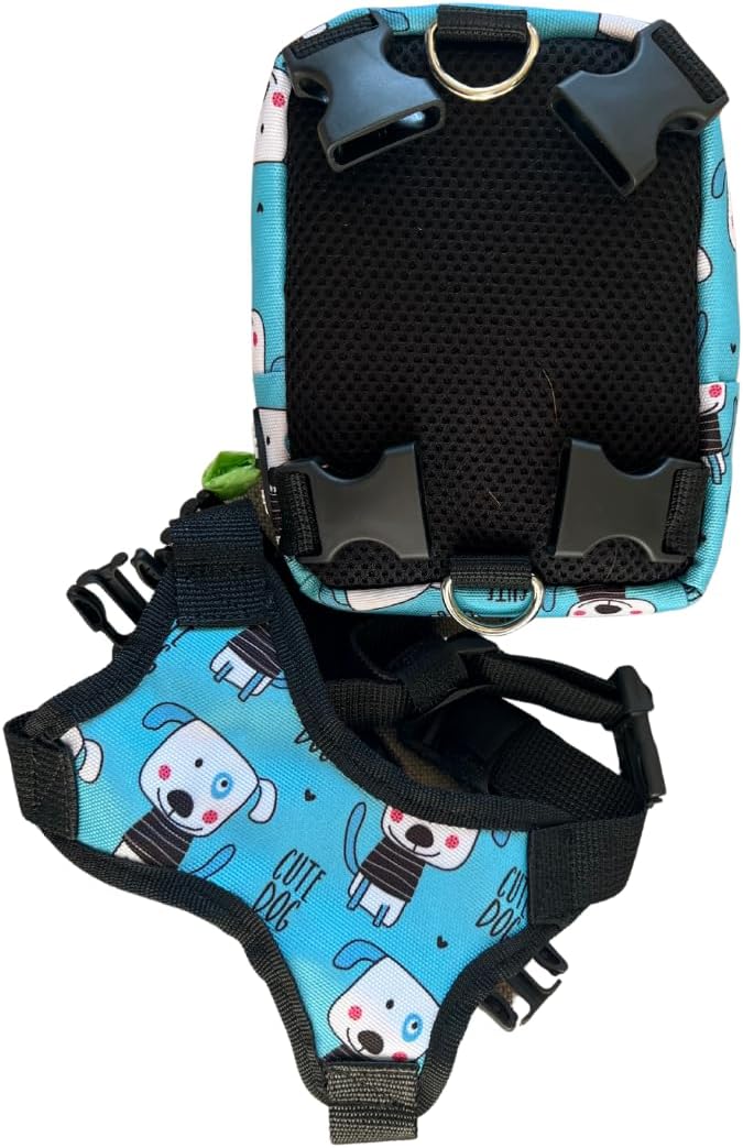 PawLook Dog Backpack to Wear with Chest Harness Self Carrier dogbag with Additional Pocket for Poop Bag Anti Slip Stylish Dog Bag for Your pet Street Smart Serie Cute Medium