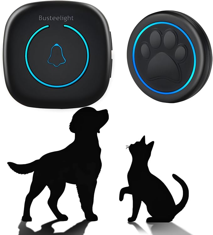 Soft Ring Blk Dog Bells to Go Outside - Wireless Dog Door Bell with 1000ft Range, 60 Melodies, LED, Waterproof Potty Training Bell for Dogs - Dog Door Bells for Potty Training(1 Bell & 1 Receiver)