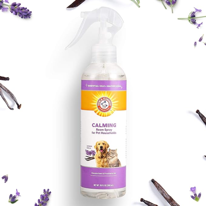 Arm & Hammer for Pets Air Care Calming Room Spray for Pet Odor Elimination, Lavender Vanilla Scent - Air Freshener Pet Deodorizer Spray with Baking Soda for Households, 10 Fl Oz