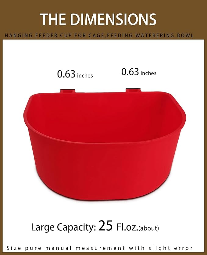 5 Pack Cage Cups Chicken Birds Feeder Water Bowl 25 OZ Rabbit Feeding Watering Dish for Travel Carrier Cat Puppy Food Dispenser Hanging Wire Cages Treats Box Seed Drinking Coop Cup Birdbath