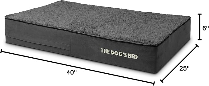 The Dog’s Bed Orthopedic Memory Foam Dog Bed Mattress, Plush Fabric, Grey Plush, Large, 6-Inch