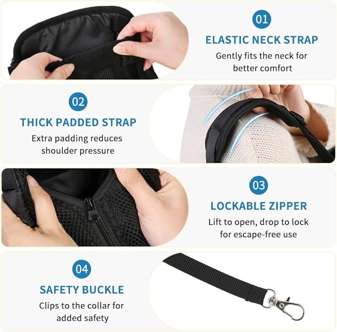 Mosago Dog Backpack Carrier, Adjustable Pet Front Carrier with Thick Padded Bottom Support, Legs-Out Chest Carrier for Small to Medium Dogs 7–11 lbs, Easy Fit for Walking, Hiking, Camping, Traveling