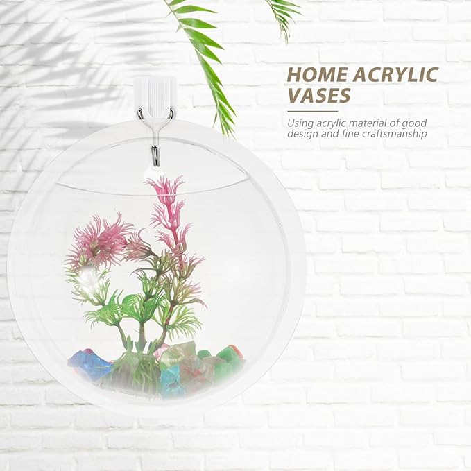 Transparent Wall-Mounted Goldfish Tank and Hydroponic Vase Combo for Home D Cor Acrylic Fish Bowl Planter for Living Room Wedding Party Decoration