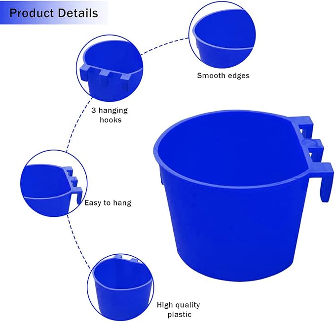 30 Pcs Chicken Coop Feeder Water Cup,8 oz Cage Cups Chicken Feeder Waterer, Cage Cups Birds Hanging Feeders, Chicken Feeder Water Bowl for Parakeet Poultry Pigeon Bunny Wire Cage (Blue)