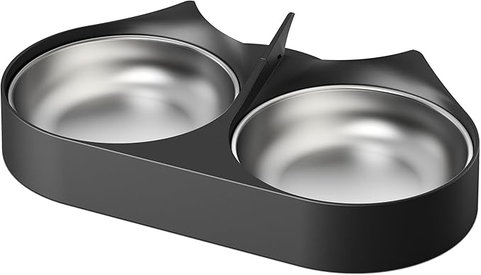 PETLIBRO Pet Food Splitter with Stainless Steel Bowls, Automatic Cat Feeder Bowls for Two Cats or Dogs, Suitable for PETLIBRO Automatic Cat Feeder PLAF005, PLAF006, PLAF103, PLAF203, Black