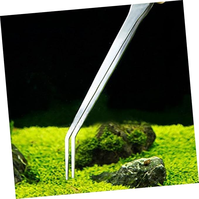 2pcs Curved Tip Stainless Steel Plant Tweezers Aquatic Tongs for Fish Tank Plants Ergonomic Design for Easy Handling and Trimming