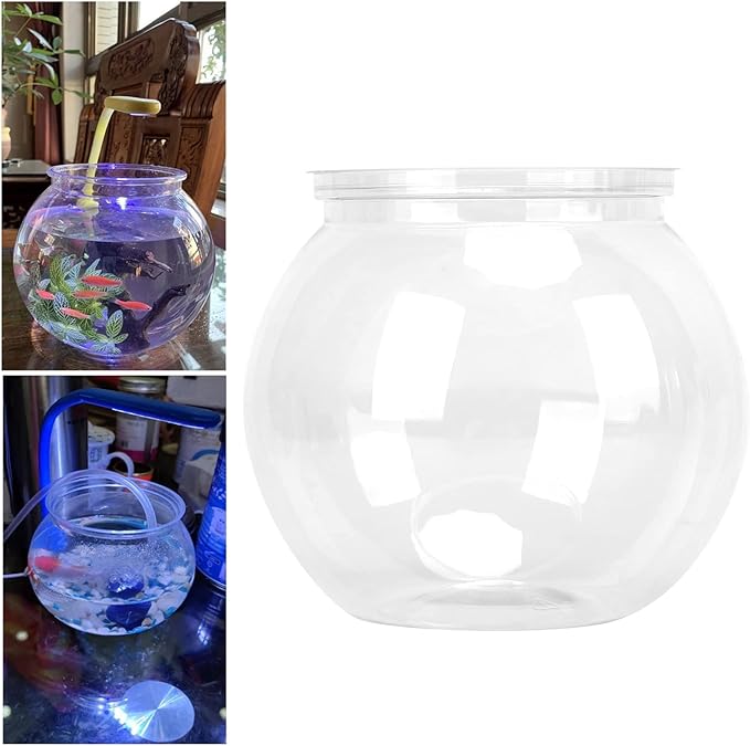 Mini Fish ,Classic Drum Fish Bowl Transparent Plastic Round Bowl Aquarium 360° View of Aquarium Centerpiece or Terrarium 4.9 x 3.9 Inches(Mini)