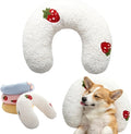 U-Shaped Calming Pillow for Cats and Dogs - Super Soft Plush Fabric, Cozy Headrest, Neck Support for Deep Sleep, Kitten Headrest, Pet Bed (White)