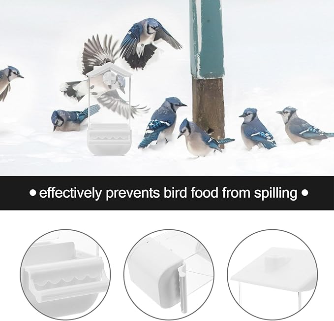 DOITOOL Large No Spill Automatic Parrot Feeder Plastic Bird Food Dispenser with Small Slot for Parakeet Cage Feeding and Watering Supplies