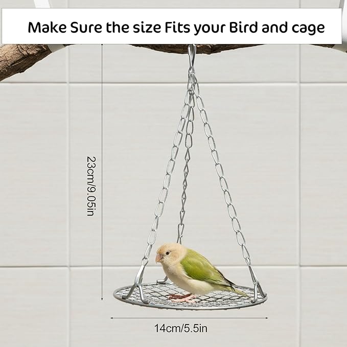 Bird Swing Stainless Steel Bird Swing for Cage Hanging Parakeet Swings Birds Cage Accessories to Balance Training Budgies Parrotlets Rat Sugar Gliders Small Animals