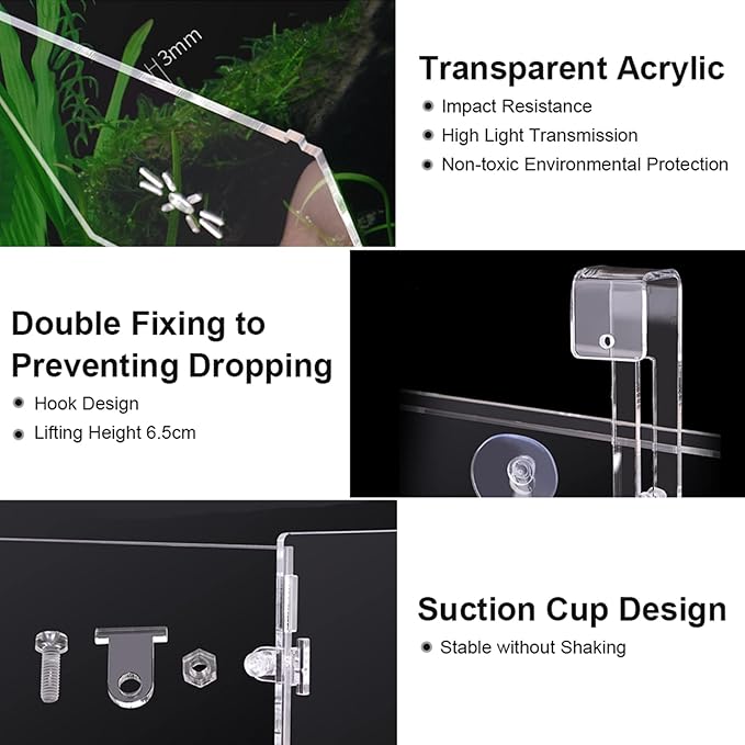 Fish Breeding Box, Acrylic Transparent Fish Tank Breeding Isolation Box Aquarium Hatchery Incubator Holder Fish Separation Breeder Box, with Hook and Sucker Design (30CM*10CM*10CM)