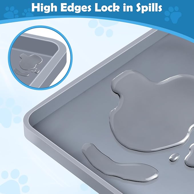Dog Pee Pad Holder, Dog Potty Tray Silicone Puppy Pad Holder Tray Fits for 24" x 24" Training Pads, Puppy Potty Tray With 4 Clamps No Spill Raised Lip High Edge for Indoor Floor Protection (Dark Grey)