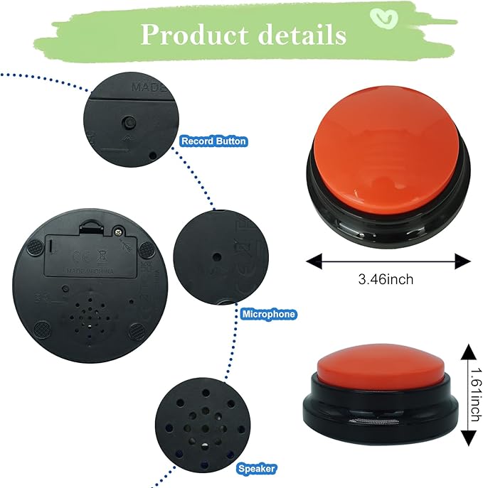 Set of 8 Dog Buttons for Communication, Voice Recordable Buttons for Classroom, Dog Training Talking Buttons Starter Set, Pet Easy Speaking Buttons Tools