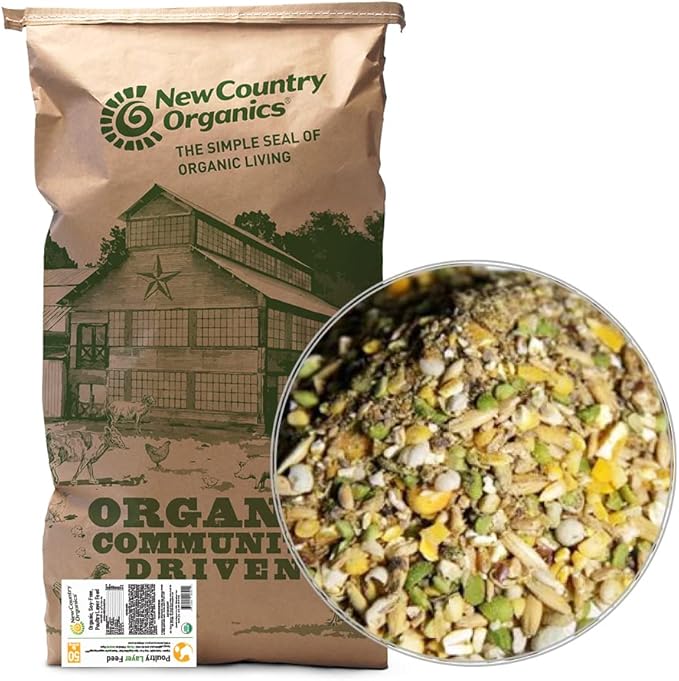 New Country Organics | Classic Grind Layer Chicken Feed for Laying Hens | Ground Grain | Soy-Free | 17% Protein | Certified Organic & Non-GMO Chicken Food | 50lbs Bag