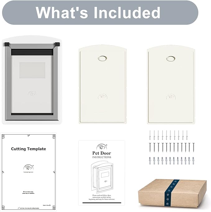 Cat Door for Wall, Energy Efficient Pet Door with Steel Frame, Telescoping Tunnel, Double Magnetic Flaps and Two Sliding Lock Panels, Easy to Install, Milky White, Small