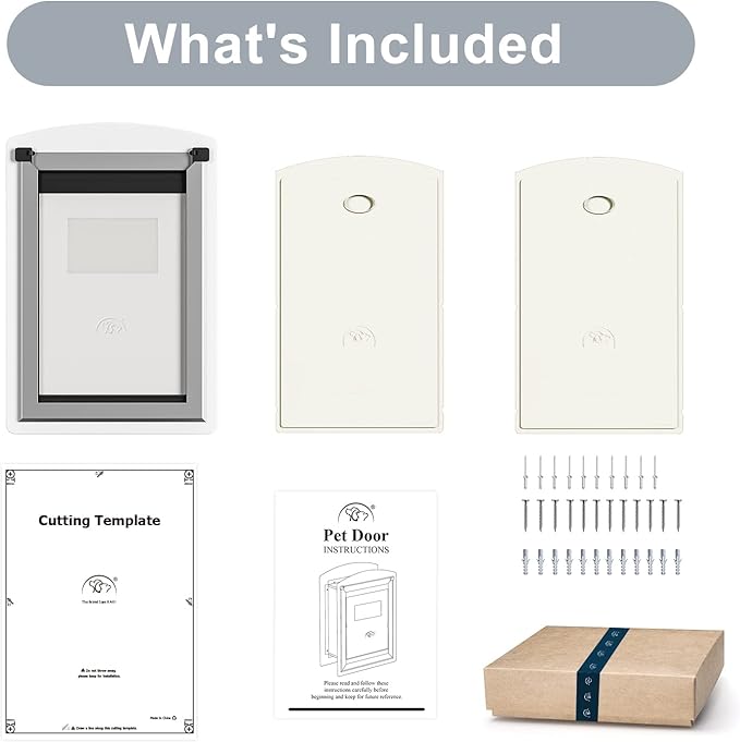 Dog Door for Wall, Steel Dog Door with Telescoping Tunnel, Weatherproof Pet Door with Two Sliding Lock Panels and Magnetic Flaps, Easy to Install, White, Large