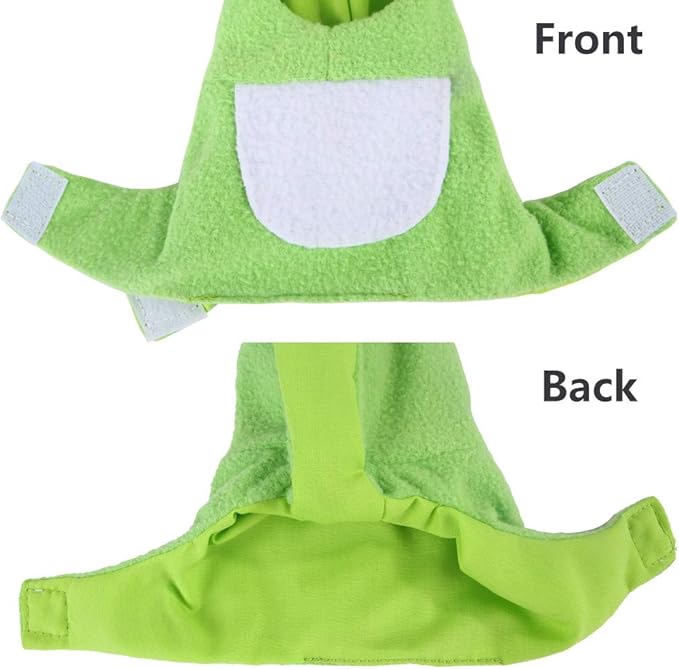 Sun Conure Bird Diaper Flight Suit Frog Shape Hoodie Cosplay Photo Prop for Parrots African Greys Parakeet Cockatiel, Bird Hoodie Small Animals Apparel (M)